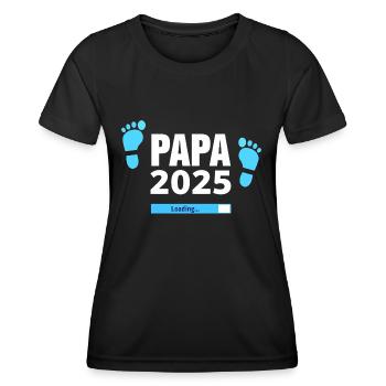Papa 2025 Loading - Cadeau pour les futurs pères - T-shirt sport Femme - noir - Devant - AI Model Female 172 light (172cm)