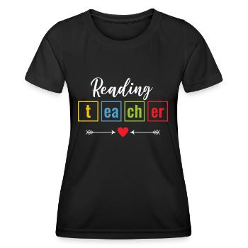 Lesen Lehrer Buch Bücher Unterrichten Bücherwurm - Frauen Funktions-T-Shirt - Schwarz - Vorne - AI Model Female 172 light (172cm)