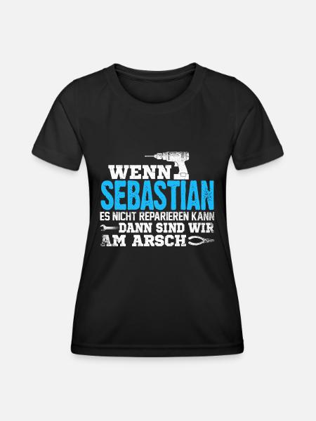 SEBASTIAN - kann es reparieren - Frauen Funktions-T-Shirt - Schwarz