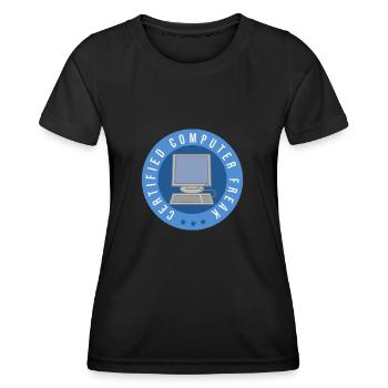Computer certified - Computer Freak - Frauen Funktions-T-Shirt - Schwarz - Vorne - AI Model Female 172 light (172cm)