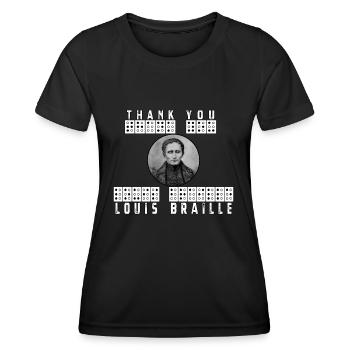 Thank you louis Braille - T-shirt sport Femme - noir - Devant - AI Model Female 172 light (172cm)