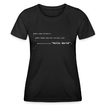 JAVA Hello Monde - T-shirt sport Femme - noir - Devant - AI Model Female 172 light (172cm)
