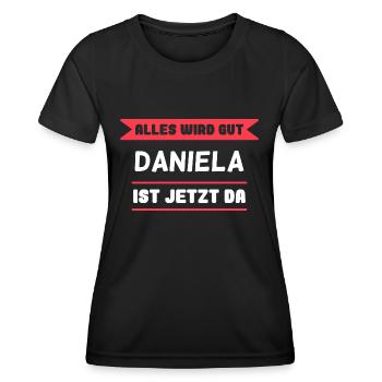 Daniela Name Design für stolze Danielas - Frauen Funktions-T-Shirt - Schwarz - Vorne - AI Model Female 172 light (172cm)