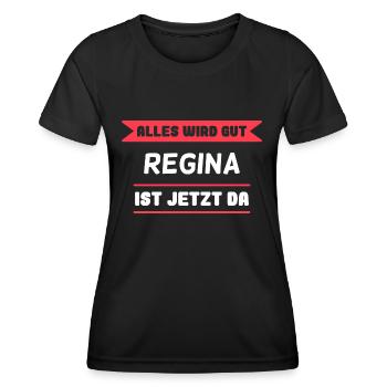 Regina Name Design für stolze Reginas - Frauen Funktions-T-Shirt - Schwarz - Vorne - AI Model Female 172 light (172cm)