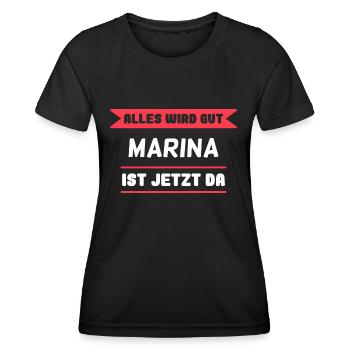 Marina Name Design für stolze Marinas - Frauen Funktions-T-Shirt - Schwarz - Vorne - AI Model Female 172 light (172cm)