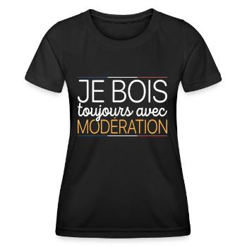 Je Bois Toujours Avec Modération Bière Drôle - T-shirt sport Femme - noir - Devant - AI Model Female 172 light (172cm)