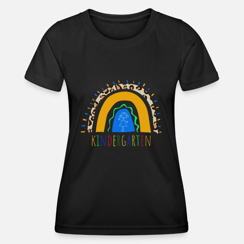 Kindergarten Leopard Rainbow - Women's Functional T-Shirt - black