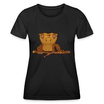 Kronengecko Eidechse Reptil Herpetologe - Frauen Funktions-T-Shirt - Schwarz - Vorne - AI Model Female 172 light (172cm)