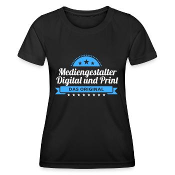 Mediengestalter Digital Print Design für Profis - Frauen Funktions-T-Shirt - Schwarz - Vorne - AI Model Female 172 light (172cm)