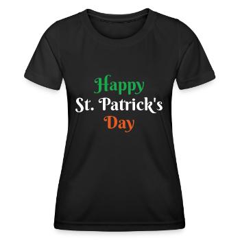 Happy St Patrick's Day Irland Feiertag Flagge - Frauen Funktions-T-Shirt - Schwarz - Vorne - AI Model Female 172 light (172cm)