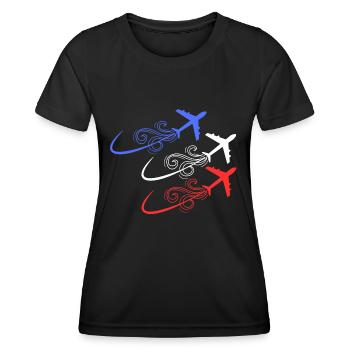 Patrouille de France avions bleu blanc rouge - T-shirt sport Femme - noir - Devant - AI Model Female 172 light (172cm)