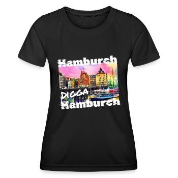 Hamburg Digga coole Hansestadt Hamburch Graffiti - Frauen Funktions-T-Shirt - Schwarz - Vorne - AI Model Female 172 light (172cm)
