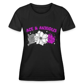 ace et fleurs anxieuses Design pour un asexuel - T-shirt sport Femme - noir - Devant - AI Model Female 172 light (172cm)
