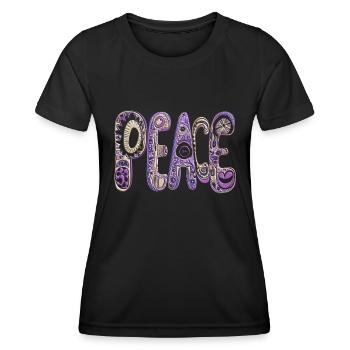 peace love power hippie - Frauen Funktions-T-Shirt - Schwarz - Vorne - AI Model Female 172 light (172cm)