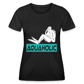 Aquaholic Scuba Diving Diver - Frauen Funktions-T-Shirt - Schwarz - Vorne - AI Model Female 172 light (172cm)