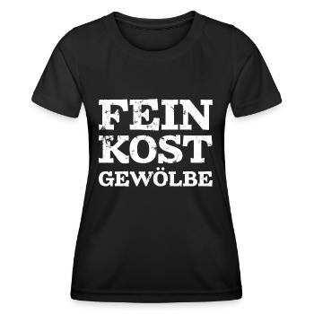 Feinkostgewölbe Dick Dicker Bauch Fett Lustig - Frauen Funktions-T-Shirt - Schwarz - Vorne - AI Model Female 172 light (172cm)