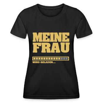 Ladebalken meine Frau heirat wird geladen - Frauen Funktions-T-Shirt - Schwarz - Vorne - AI Model Female 172 light (172cm)