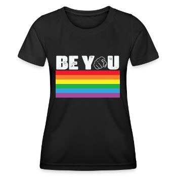 LBGT Flag Gay Pride Human Be You - Frauen Funktions-T-Shirt - Schwarz - Vorne - AI Model Female 172 light (172cm)