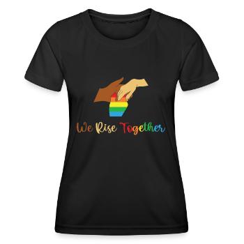LBGT Flag Gay Pride Human We rise togheter - Women's Functional T-Shirt - black - Front - AI Model Female 172 light (172cm)