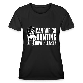 English Springer Spaniel Hund - Frauen Funktions-T-Shirt - Schwarz - Vorne - AI Model Female 172 light (172cm)