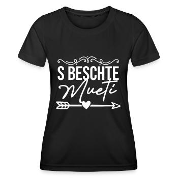 S Beschte Mueti Beschte Mama - Frauen Funktions-T-Shirt - Schwarz - Vorne - AI Model Female 172 light (172cm)