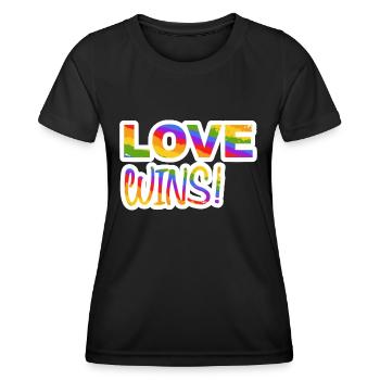 LOVE WINS PRIDE LGBTQ+ - Frauen Funktions-T-Shirt - Schwarz - Vorne - AI Model Female 172 light (172cm)