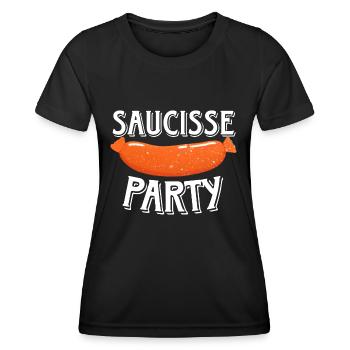 Saucisse Party - Humour Beauf Barbecue Papa Été - T-shirt sport Femme - noir - Devant - AI Model Female 172 light (172cm)