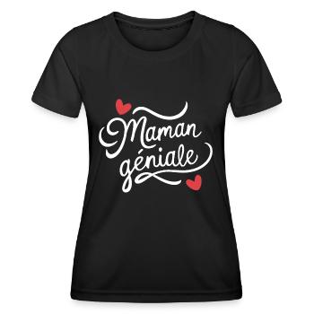 Maman géniale - T-shirt sport Femme - noir - Devant - AI Model Female 172 light (172cm)