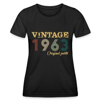 Vintage 1963 Original Parts Year Of Birth Birthday - Women's Functional T-Shirt - black - Front - AI Model Female 172 light (172cm)