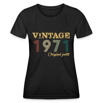 Vintage 1971 Original Parts Year Of Birth Birthday - Women's Functional T-Shirt - black - Front - AI Model Female 172 light (172cm)