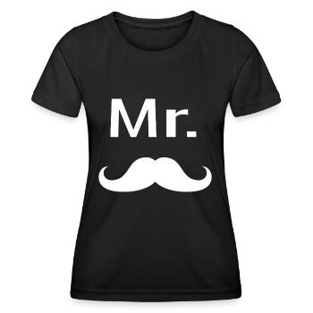 Mister Moustache Gentleman Hipster - T-shirt sport Femme - noir - Devant - AI Model Female 172 light (172cm)