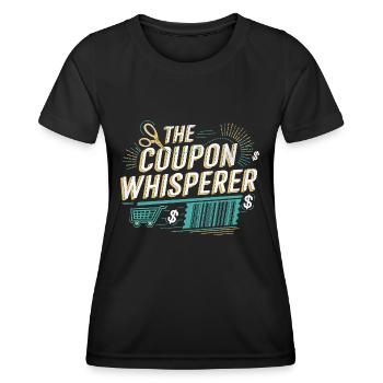 Der Coupon Whisperer Couponer Shopper Geld sparen - Frauen Funktions-T-Shirt - Schwarz - Vorne - AI Model Female 172 light (172cm)