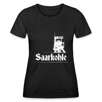 Saarkohle Zeche Kumpel Bergbau Kohleabbau - Frauen Funktions-T-Shirt - Schwarz - Vorne - AI Model Female 172 light (172cm)