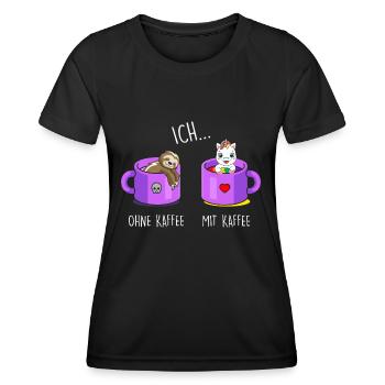 Ich ohne Kaffee Ich mit Kaffee Einhorn Kaffee - Frauen Funktions-T-Shirt - Schwarz - Vorne - AI Model Female 172 light (172cm)