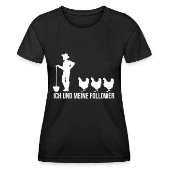Ich und Meine Follower Hühner Huhn Landwirt Bauer - Frauen Funktions-T-Shirt - Schwarz - Vorne - AI Model Female 172 light (172cm)