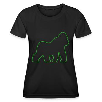 Gorilla, Silberrücken, Affe, Affen, Gorillas, - Frauen Funktions-T-Shirt - Schwarz - Vorne - AI Model Female 172 light (172cm)