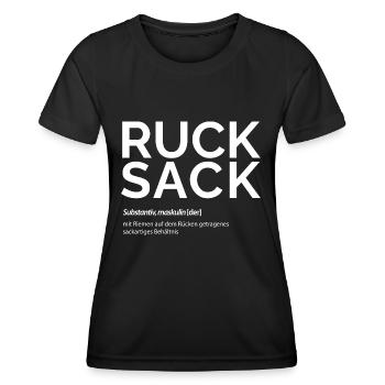 Rucksack Definition - Frauen Funktions-T-Shirt - Schwarz - Vorne - AI Model Female 172 light (172cm)