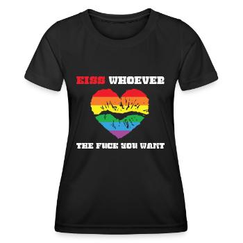 LBGT Flag Gay Pride Kiss qui vous voulez - T-shirt sport Femme - noir - Devant - AI Model Female 172 light (172cm)