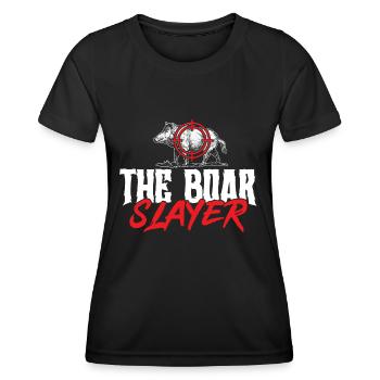 Chasse au sanglier chasseur sanglier - T-shirt sport Femme - noir - Devant - AI Model Female 172 light (172cm)