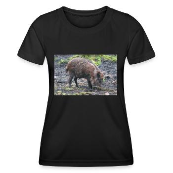 Wildschwein Sus scrofa - Frauen Funktions-T-Shirt - Schwarz - Vorne - AI Model Female 172 light (172cm)