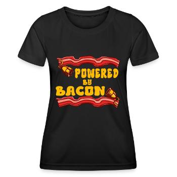Powered by Bacon Funny Bacon Lover - Women's Functional T-Shirt - black - Front - AI Model Female 172 light (172cm)