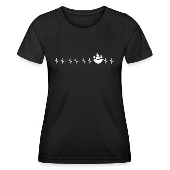 Kapitän ahoi Küsten-Pirat "Segel gesetzt" - Frauen Funktions-T-Shirt - Schwarz - Vorne - AI Model Female 172 light (172cm)