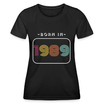 Date de naissance vintage 1989 - T-shirt sport Femme - noir - Devant - AI Model Female 172 light (172cm)