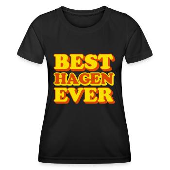 Hagen First Name Funny Gift - Women's Functional T-Shirt - black - Front - AI Model Female 172 light (172cm)
