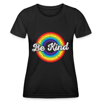 LGBTQ Be Kind Gay Pride LGBT Ally Regenbogenflagge - Frauen Funktions-T-Shirt - Schwarz - Vorne - AI Model Female 172 light (172cm)