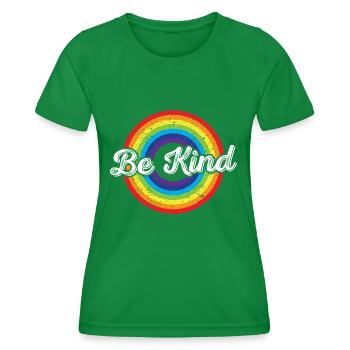 LGBTQ Be Kind Gay Pride LGBT Ally Regenbogenflagge - Frauen Funktions-T-Shirt - Kelly Green - Vorne - AI Model Female 172 dark (172cm)