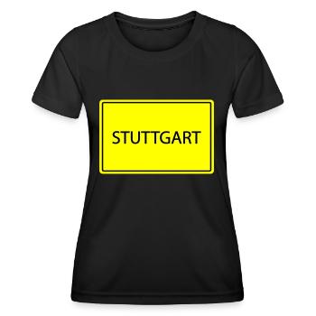 ortsschild stuttgart - Frauen Funktions-T-Shirt - Schwarz - Vorne - AI Model Female 172 light (172cm)