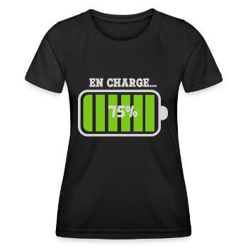 Battery at 75% charge - Women's Functional T-Shirt - black - Front - AI Model Female 172 light (172cm)