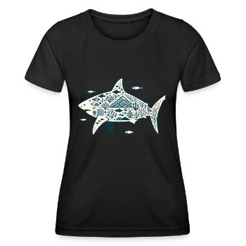 Haifisch - Frauen Funktions-T-Shirt - Schwarz - Vorne - AI Model Female 172 light (172cm)
