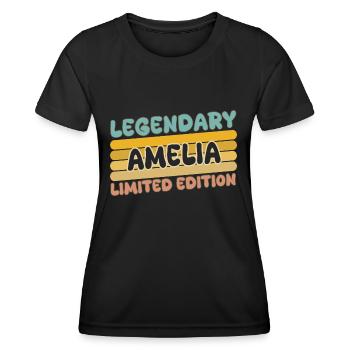 Name Amelia - Frauen Funktions-T-Shirt - Schwarz - Vorne - AI Model Female 172 light (172cm)